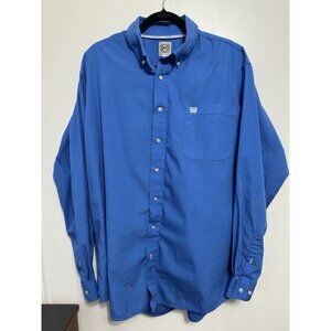 Cinch Mens Blue Button-Up Long Sleeve Shirt L 100% Cotton Casual Western Style